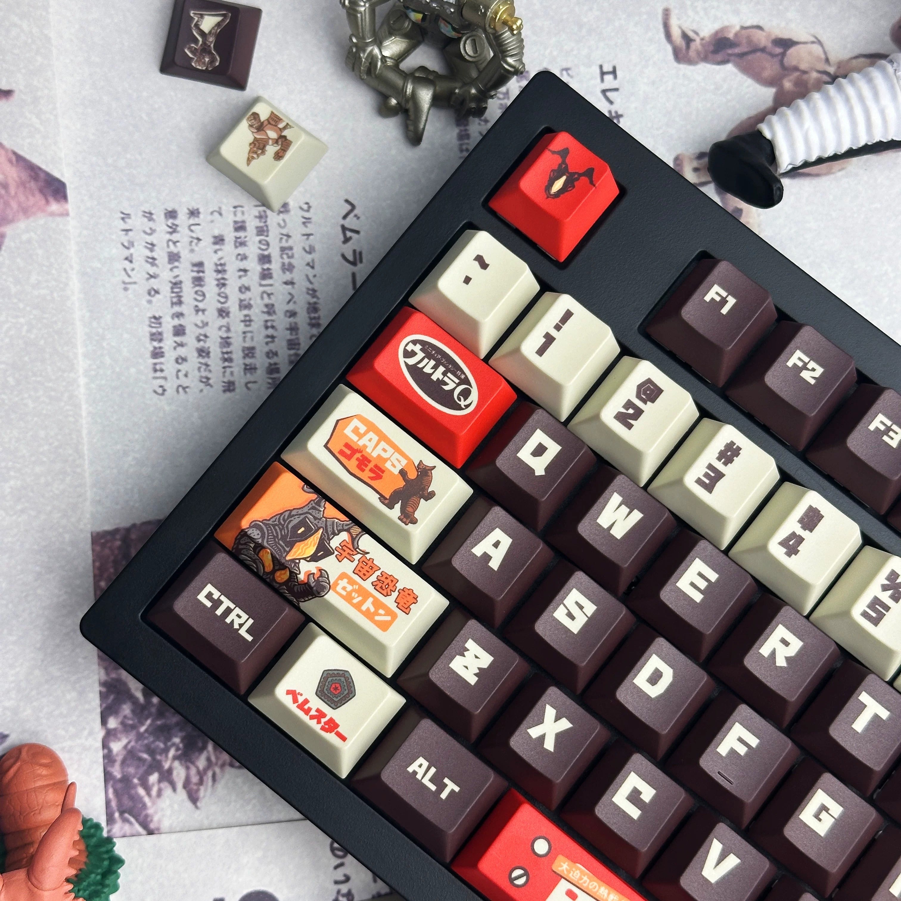 Ultraman series, monster themed collection! PBT material sublimation process, anime keycap set suitable for 61/64/68/75/84/87/104 Key Mechanical Keyboard