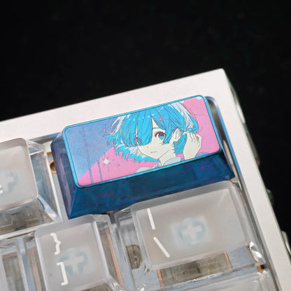 Re: Life in a different world from zero, Rem, 2 U Backspace key titanium alloy personalized keycaps, anime and game cultural creative keycaps, mechanical keycaps decorative keycaps