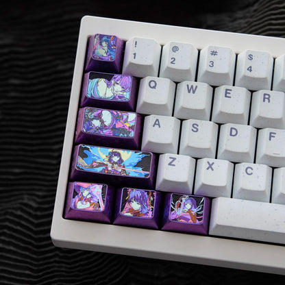 Genshin Impact，Beelzebul， 7-piece titanium alloy personalized keycaps, anime, gaming, cultural merchandise, mechanical keyboard decoration keycaps
