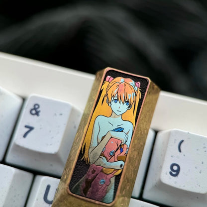 EVA, Asuka Theme PAD keypad number area,+/Enter key, vertical 2U titanium alloy personalized key cap, animation game cultural creative products, mechanical keyboard decorative key cap