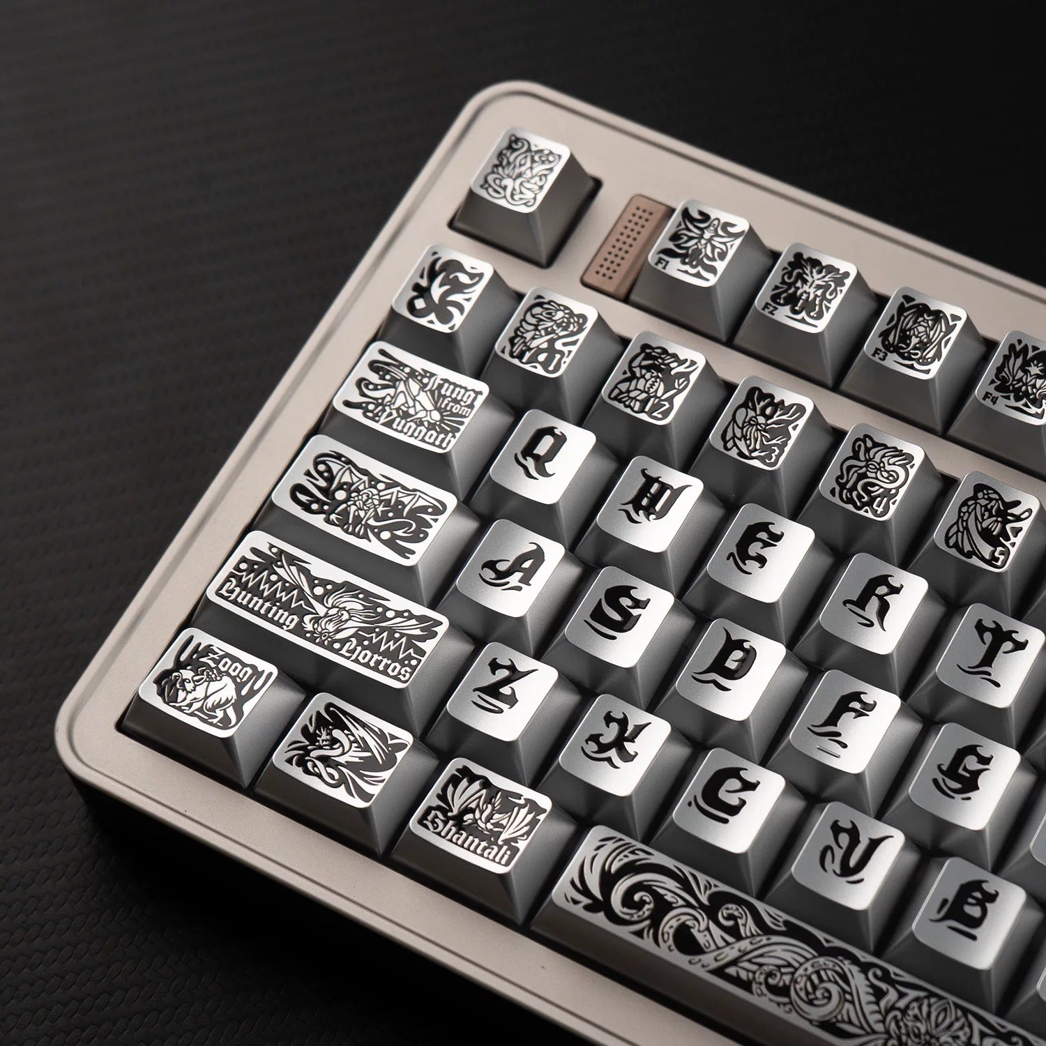 Ancient God, Cthulhu themed design, metallic paint texture, PBT material personalized keycap set, creative decorative keycap set, compatible with 61/64/68/75/84/87/104 mechanical keyboard replacement keycap