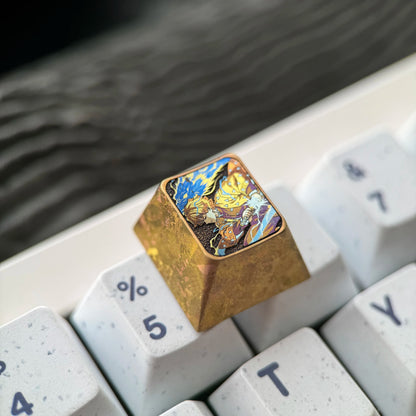 Demon Slayer: Kimetsu no Yaiba, Agatsuma Zenitsu, 1U Titanium Alloy Ice Crystal Personalized Keycaps, Anime Game Culture Creative Decorative Keycaps