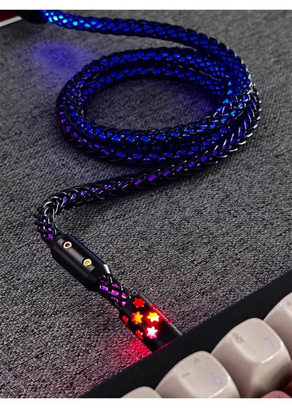 Basic overall luminous single-crystal copper mechanical keyboard customized manual data cable, luminous data cable