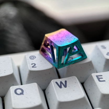 Lightweight hollow design titanium alloy personalized keycap, minimalist style keycap, titanium alloy ice crystal pattern mechanical keyboard replacement keycap R4 height