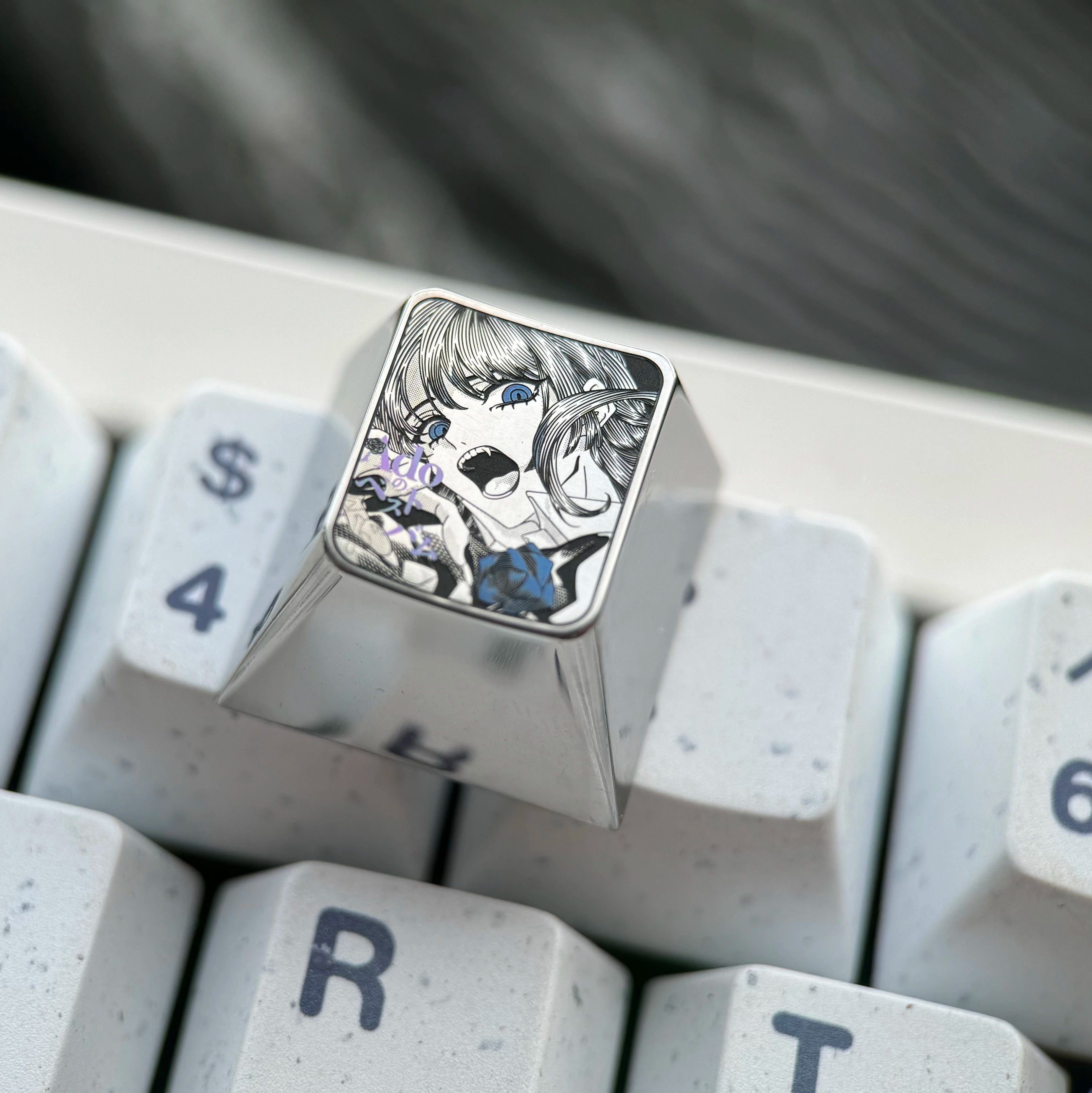 Ado series titanium mechanical keyboard keycaps, precision carved lines, anime virtual singers, ESC backup keys