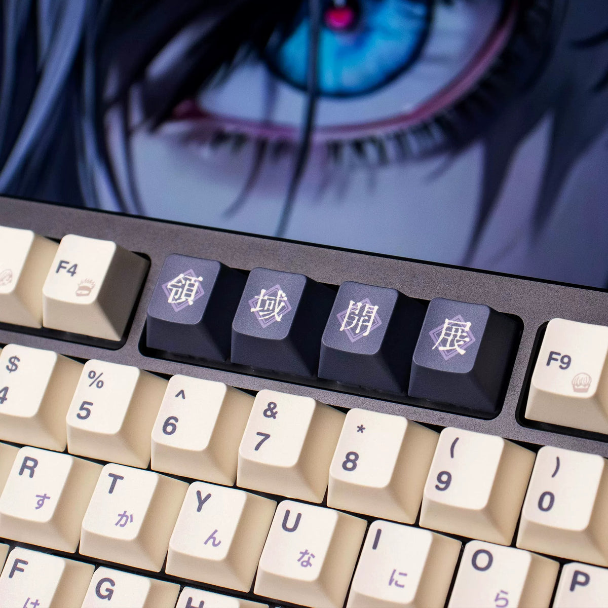 Jujutsu Kaisen, Gojo Satoru，PBT material, sublimation, Game anime Personalized keycap set, original factory height mechanical keyboard decorative keycap set，anime keycap set suitable for 61/64/68/75/84/87/104 Key Mechanical Keyboard