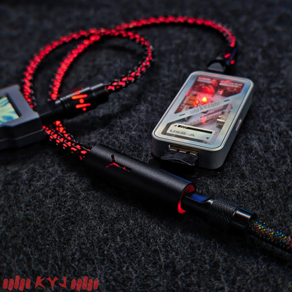 Separate one to two aviation plug data cable, dual 8K return rate single crystal copper mechanical custom manual data cable