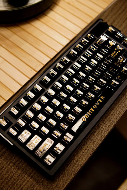 Pixel game theme original design retro arcade game personalized keycap set metal keycap glossy black electroplating, electroplating coating compatible with ROG Extreme ASUS estore/Angry Miao/Razer