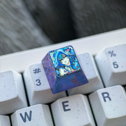Wuthering Waves, The Shorekeeper theme, 1U titanium alloy personalized keycaps, anime game metal keycaps, mechanical keyboard decorative keycaps