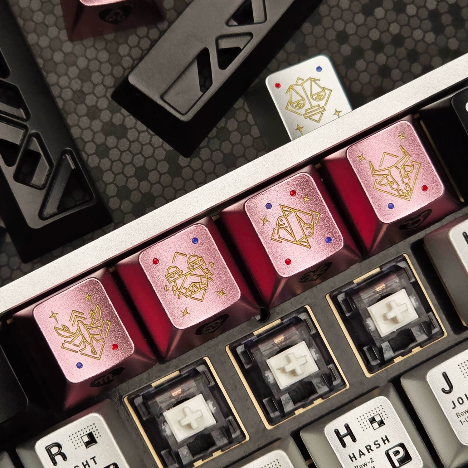 12 Constellation Aluminum Alloy Keycaps with Anodized Enamel Color Craft Metal Personalized Keycaps, Mechanical Keyboard Decorative Keycaps, Constellation Divination Cultural Creative Products.