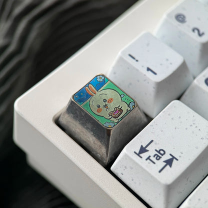 Chiikawa series, usagi themed 1U titanium alloy personalized keycaps, anime and game cartoon creative cultural products, mechanical keyboard decorative keycaps