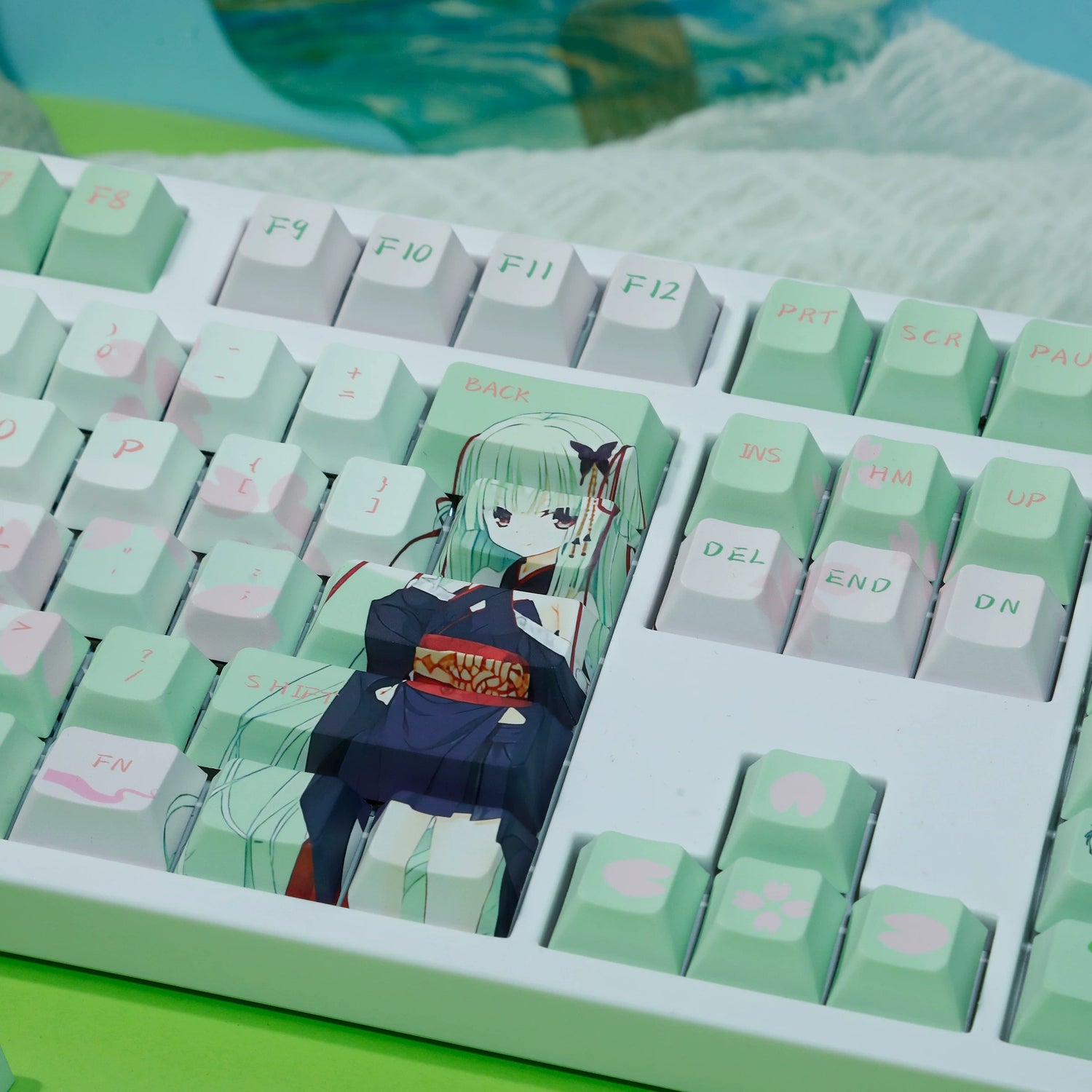 Senren*Banka，Murasame‌， PBT material personalized keycap set, anime keycap culture peripheral mechanical keyboard decoration keycaps， Compatible with 61/64/68/75/84/87/104 key mechanical keyboard keycap set