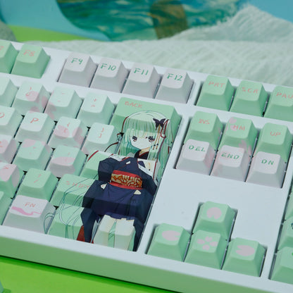Senren*Banka，Murasame‌， PBT material personalized keycap set, anime keycap culture peripheral mechanical keyboard decoration keycaps， Compatible with 61/64/68/75/84/87/104 key mechanical keyboard keycap set