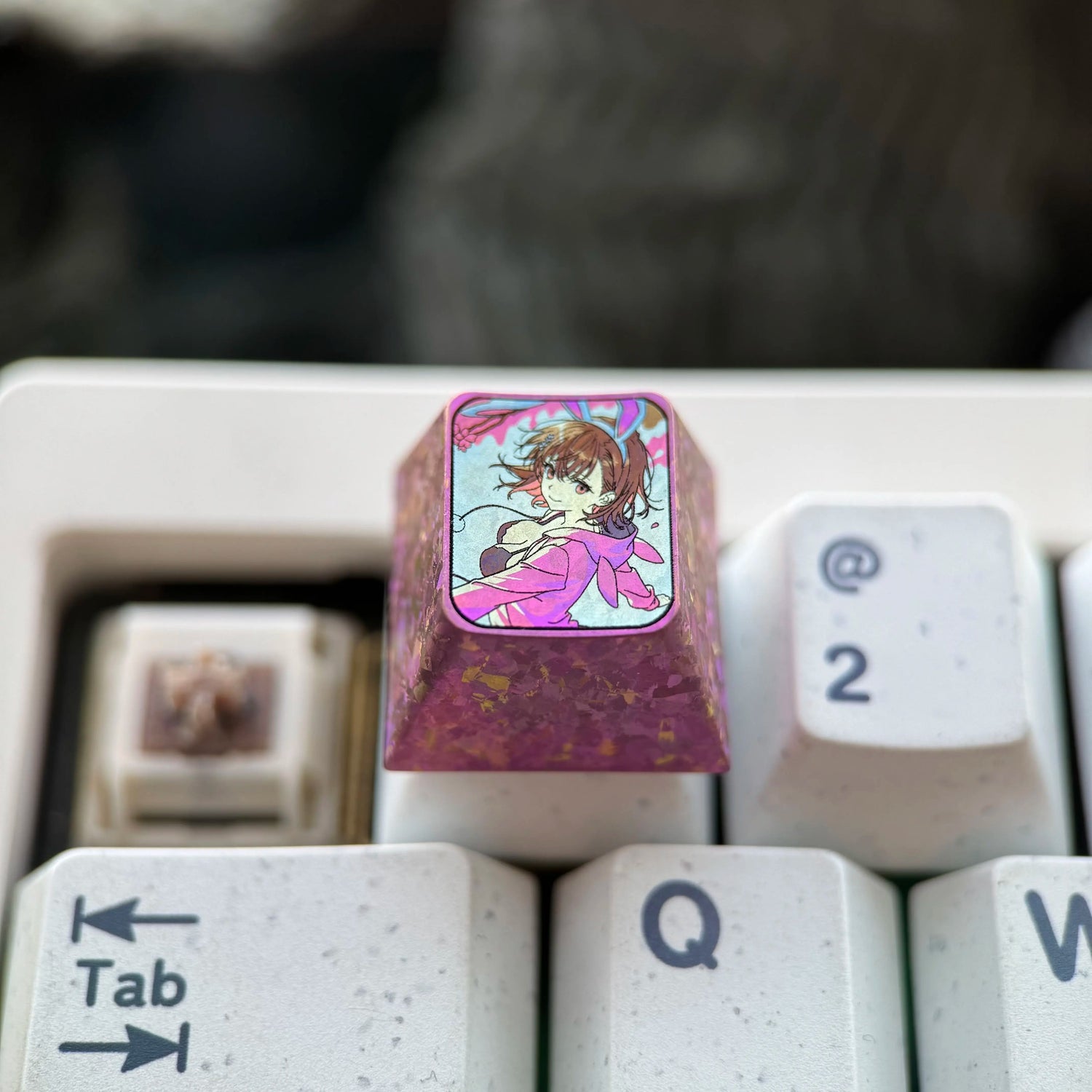 A Certain Magical Index, Misaka Mikoto, 1U ice crystal titanium alloy personalized keycaps, anime and game culture peripheral products, mechanical keyboard decorative keycaps.