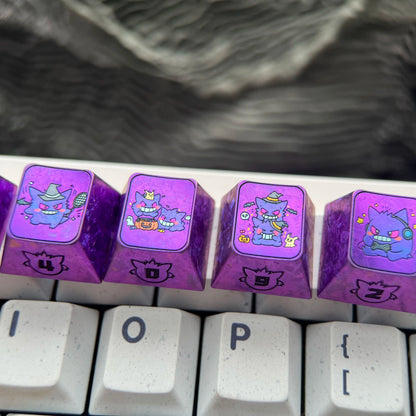 Pok é mon series, gengar themed R4 height, numerical range of 1-0, titanium alloy personalized keycaps, anime and game creative decorative keycaps