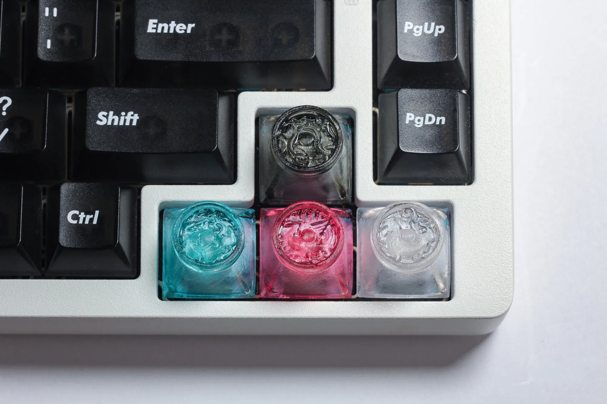 Four ancient Chinese mythical beasts, transparent resin printing material, mythological themed personalized keycaps