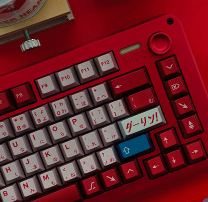 DARLING in the FRANXX Theme, 02, Metallic Texture, PBT Material material personalized keycap set, anime and games cultural creative decoration keycap set, compatible with 61/64/68/75/84/87/104 mechanical keyboard replacement keycap