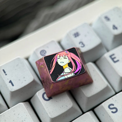 DARLING in the FRANXX, Zero Two theme, 1.25U titanium alloy personalized keycaps, anime and game metal art keycaps, mechanical keyboard decorative keycaps