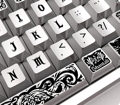 Ancient God, Cthulhu themed design, metallic paint texture, PBT material personalized keycap set, creative decorative keycap set, compatible with 61/64/68/75/84/87/104 mechanical keyboard replacement keycap