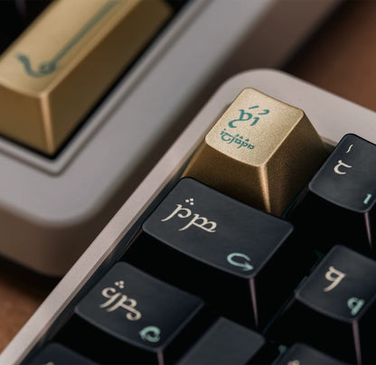 Elf Diamond Black Gold Color Match Keycap Set, Creative Keycap Cultural Art Keycap PBT Material Personalized Keycap Set, Compatible with 61/64/68/75/84/87/104 Key Mechanical Keyboard