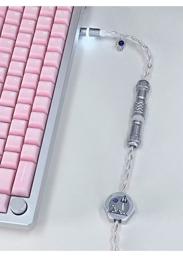 Astronaut theme 1.7m single crystal copper four strand aviation plug customized handmade wire Type-C plug with luminous