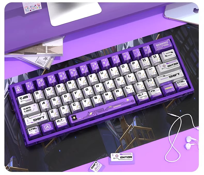 Laser electronic themed personalized keycap set, metal paint PBT sublimation material factory height