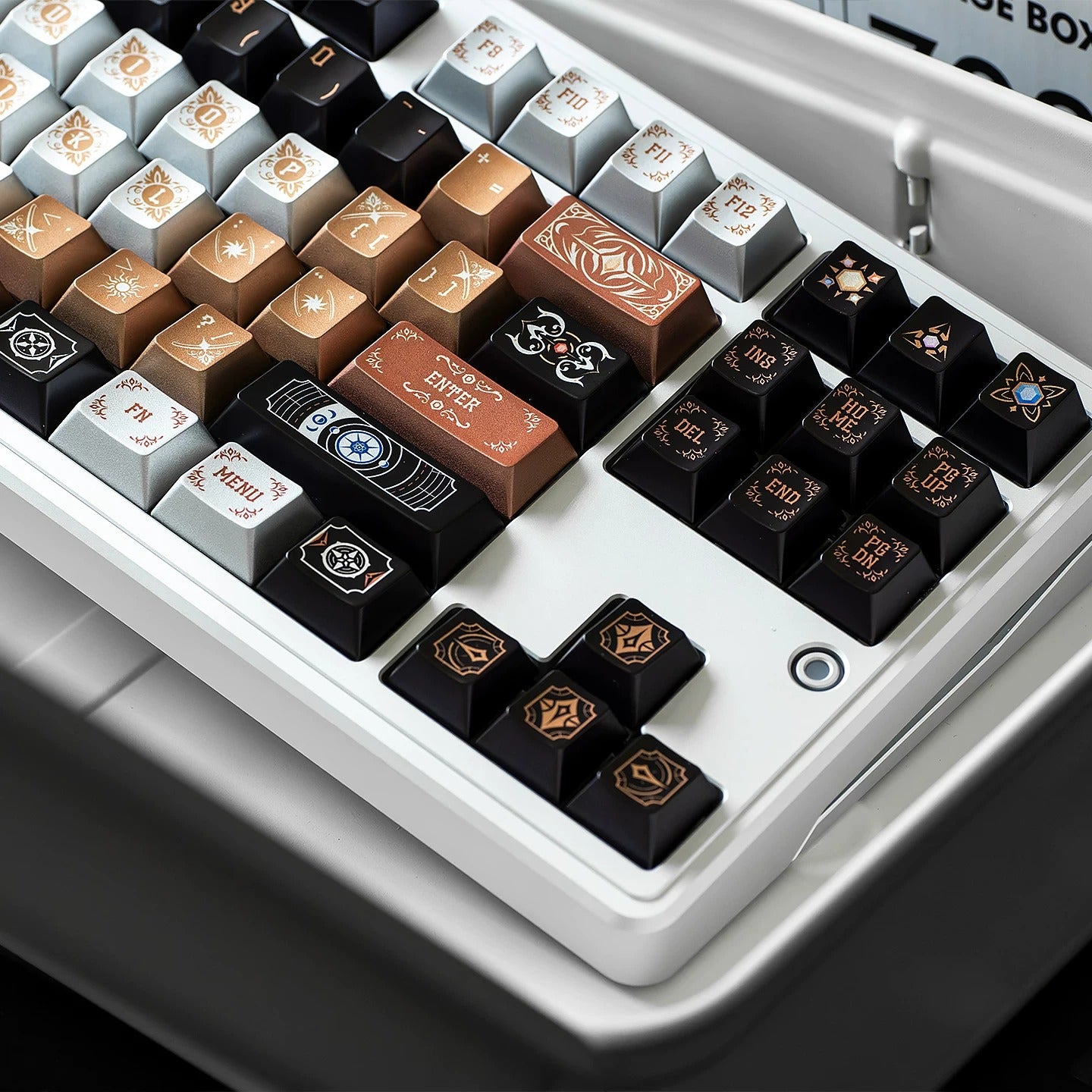 Metallic paint texture gilded design art keycaps, custom set personalized keycap series，PBT material, Original factory height, compatible with 61/64/68/75/84/87/104 mechanical keyboard keycap set