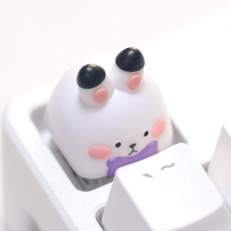 Cute gentleman rabbit, multi-color resin personalized keycaps, cartoon image design mechanical keyboard art keycaps decoration keycaps