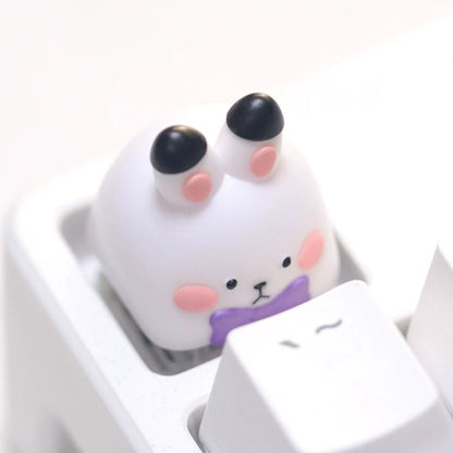 Cute gentleman rabbit, multi-color resin personalized keycaps, cartoon image design mechanical keyboard art keycaps decoration keycaps