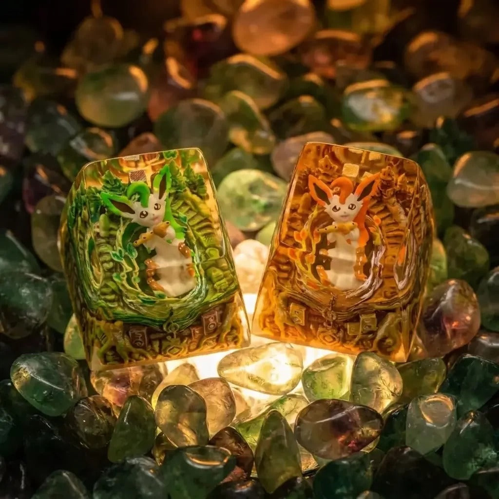 Pok é mon, Eevee series, Crystal Resin Personalized Keycaps, Anime Game Culture Creative Resin Keycaps, Mechanical Keyboard Art Decorative Keycaps