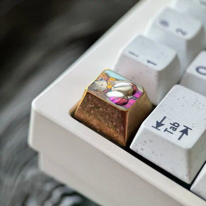 EVA， Asuka, swimsuit three-dimensional carved titanium alloy personalized keycaps, anime and game creative peripheral keyboard decoration keycaps