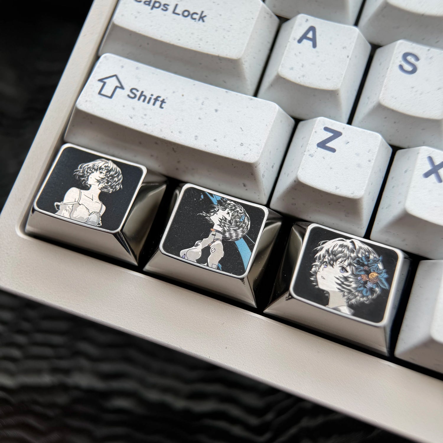 EVA series, Asuka/Ayanami Rei theme, finely carved titanium alloy personalized keycaps, innovative metal decorative keycaps for anime and games