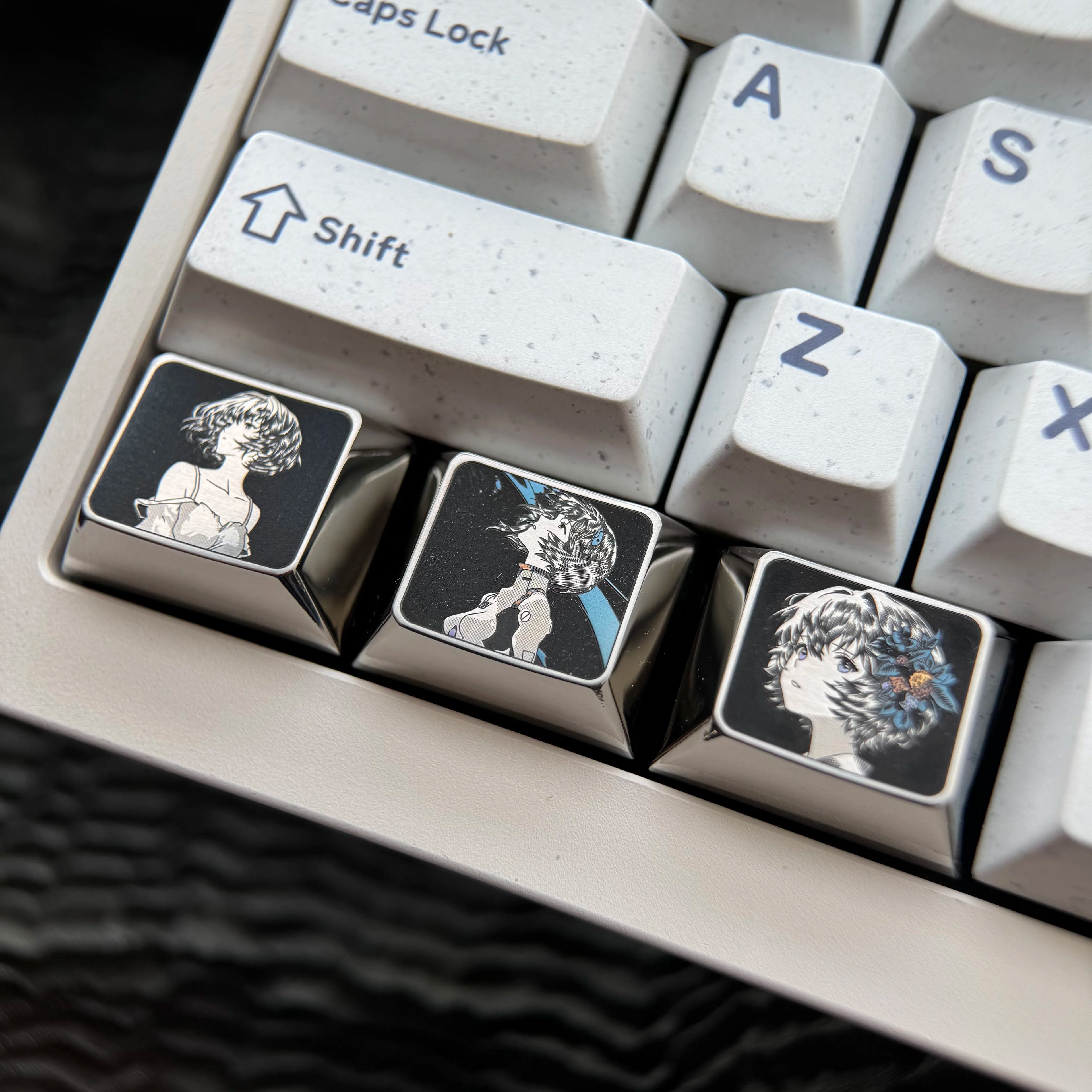 EVA series, Asuka/Ayanami Rei theme, finely carved titanium alloy personalized keycaps, innovative metal decorative keycaps for anime and games