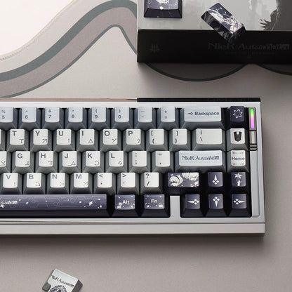 NieR: Automata theme design, custom set personalized keycap series, PBT material, factory height, compatible with 61/64/68/75/84/87/104 mechanical keyboard keycap set