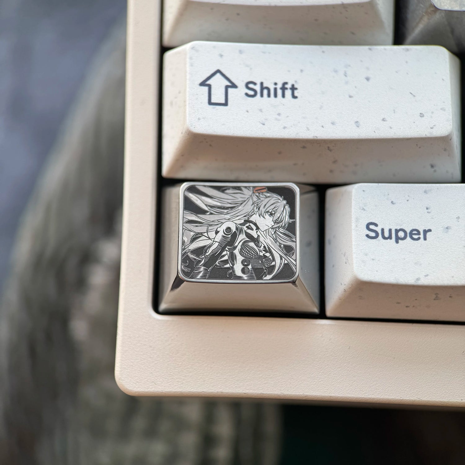 EVA series, Asuka themed 1.25U titanium alloy finely carved personalized keycaps, mechanical keyboard decorative keycaps