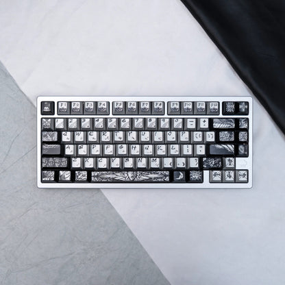 Fallen angel themed design, metallic matte texture PBT material personalized keycap set,  cultural creative decoration keycap set, compatible with 61/64/68/75/84/87/104 mechanical keyboard