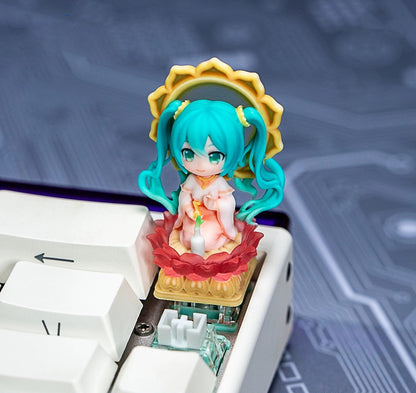Hatsune Miku 3 D printing, not corroded or faded, three-dimensional modeling, anime, gaming, cultural creativity, personalized keycaps, mechanical keyboard decoration keycaps