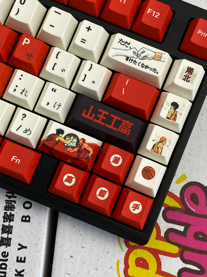 SLAM DUNK Theme PBT material personalized keycap set, anime cultural creative decoration keycap set, compatible with 61/64/68/75/84/87/104 mechanical keyboard