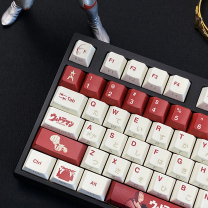 Ultraman series, first generation Ultraman themed personalized keycap set, available in red/black, PBT material original factory highly personalized keycap set, anime and game themed keycaps, suitable for 61/64/68/75/84/87/104 key mechanical keyboards.