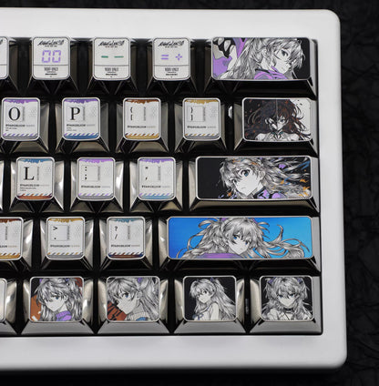 EVA series, Asuka titanium alloy finely carved personalized keycaps, 61 key positions compatible with wooting60 mechanical keyboard decorative keycaps