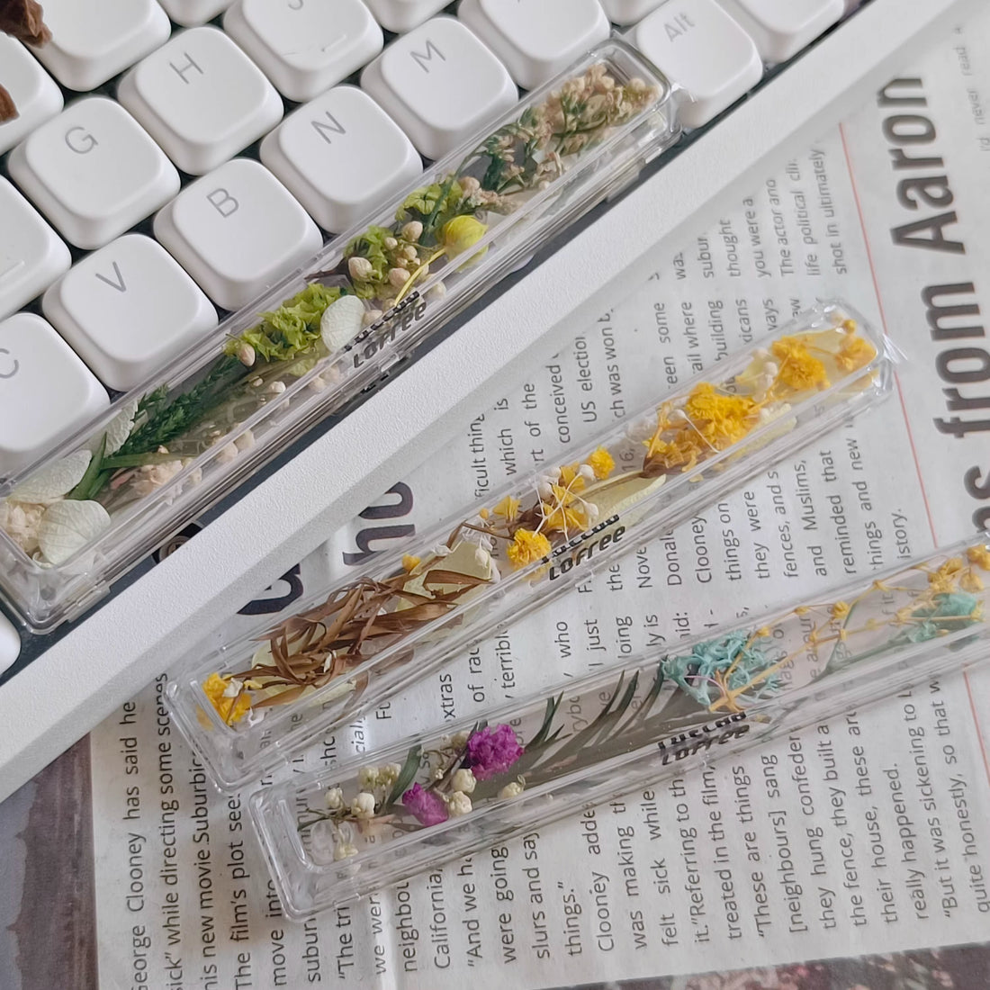 Natural Plant Specimen Eternal Flower Series, Lofree, 6.25U Crystal drops of glue Spacebar, Art Decorative Keycaps.