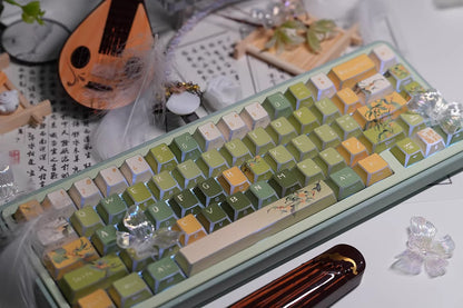 Oolong tea theme, afternoon tea, PBT material, sublimation， Personalized keycap set, original factory height mechanical keyboard decorative keycap set