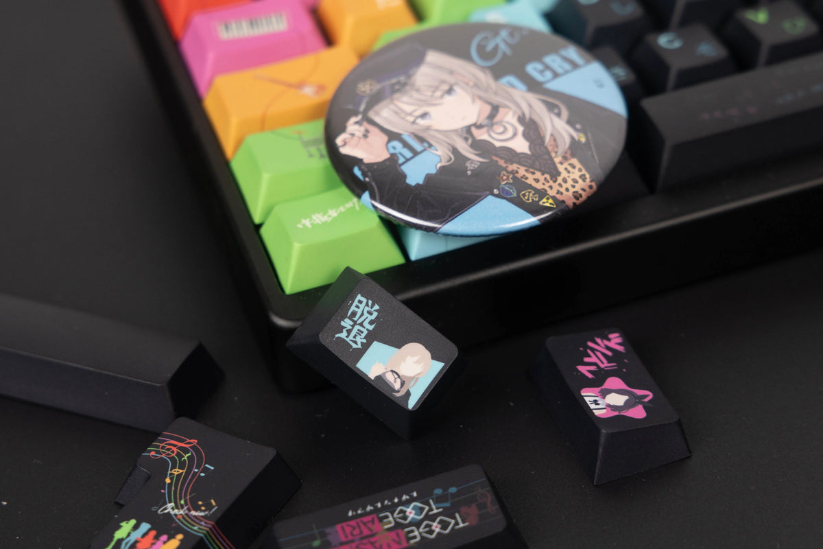girls band cry Theme PBT material personalized key cap set, animation game culture creative decoration key cap set, compatible with 61/64/68/75/84/87/104 key mechanical keyboard