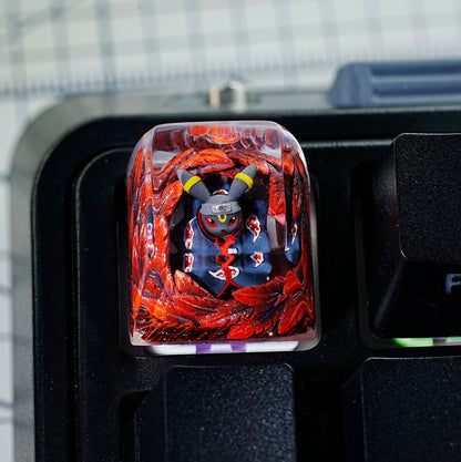 Umbreon Fusion NARUTO Fusion Akatsuki Crystal Resin Keycaps Original Design Personalized Keycaps, Anime Game Culture Creative Keycaps Mechanical Keyboard Cartoon Decorative Keycaps