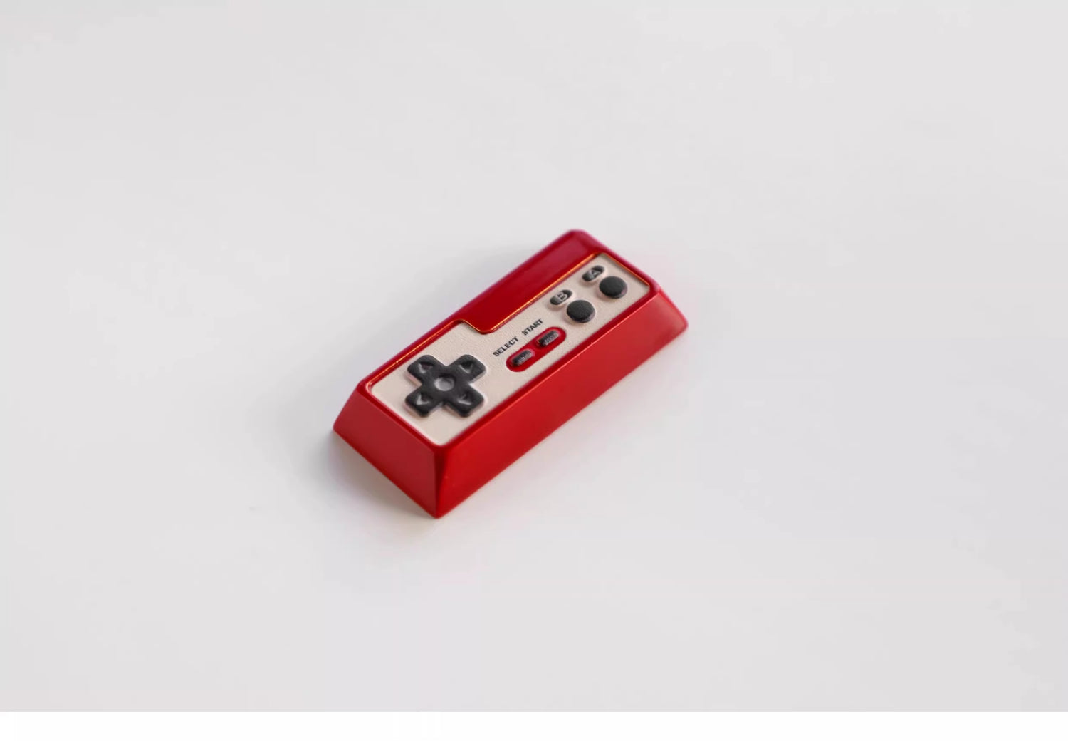 Metal die-cast, 2.25U red and white FC game console controller, mechanical keyboard cap, anodized metal keycap