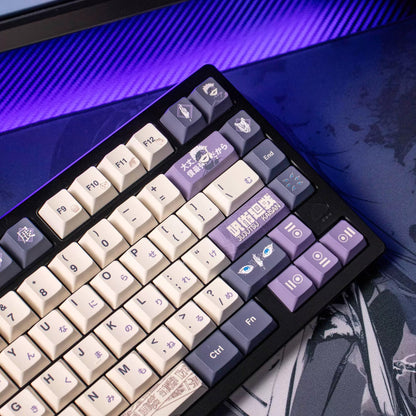 Jujutsu Kaisen, Gojo Satoru，PBT material, sublimation, Game anime Personalized keycap set, original factory height mechanical keyboard decorative keycap set，anime keycap set suitable for 61/64/68/75/84/87/104 Key Mechanical Keyboard