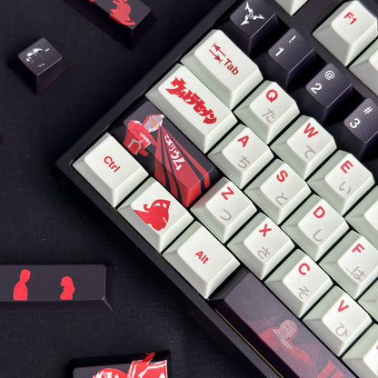 UltraSeven theme, PBT material, sublimation， Anime games Personalized keycap set, original factory height mechanical keyboard decorative keycap set，anime keycap set suitable for 61/64/68/75/84/87/104 Key Mechanical Keyboard