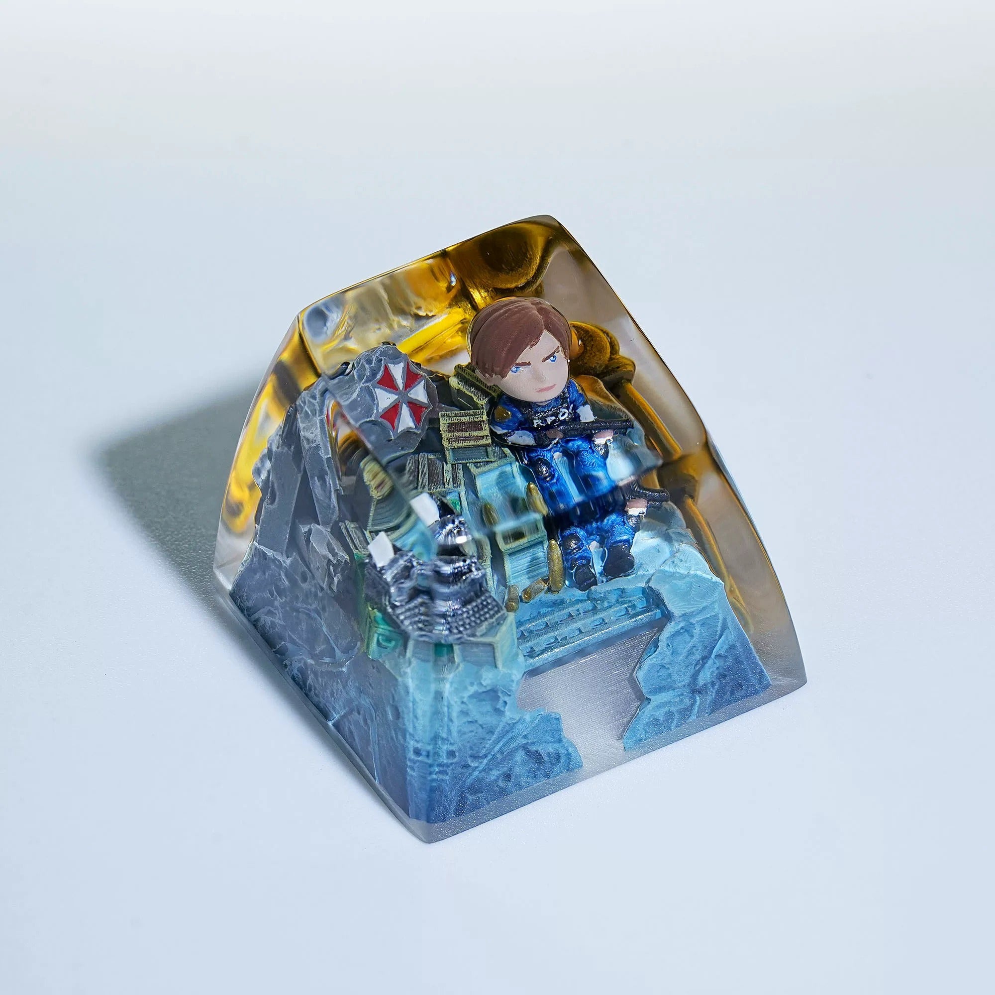 Resident Evil, Leon·Scott·Kennedy， Crystal resin personalized keycaps, anime and game cultural creative keycaps, mechanical keyboard artistic decorative keycaps