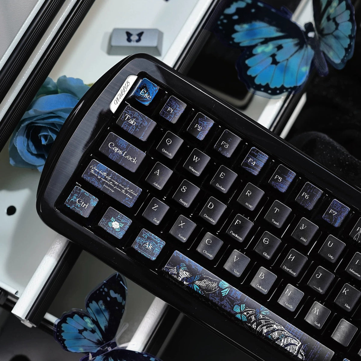 Skeleton Butterfly Keycap Set, Creative Keycap Cultural Art Keycap PBT Material Personalized Keycap Set, Compatible with 61/64/68/75/84/87/104 Key Mechanical Keyboard