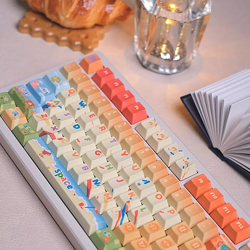 Pok é mon themed cartoon version PBT material personalized key cap set, animation game culture creative decoration key cap set, compatible with 61/64/68/75/84/87/104 key mechanical keyboard